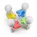 3d small people - team with the puzzles